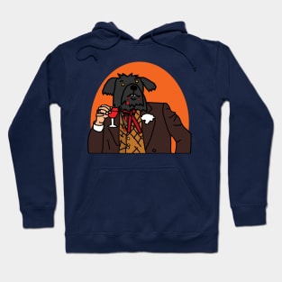 Halloween Horror Portrait Vampire Dog Drinking Wine Hoodie